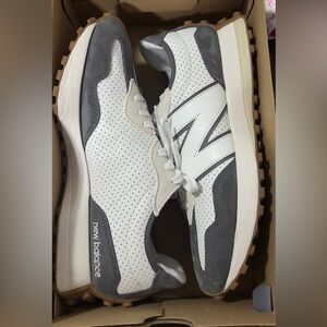 New Balance Men's White and Gray Perforated Sneakers
